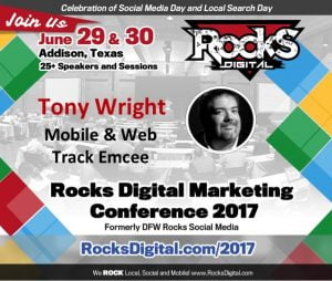 Tony Wright, Emcee of Mobile and Web Track and Rocks Digital 2017