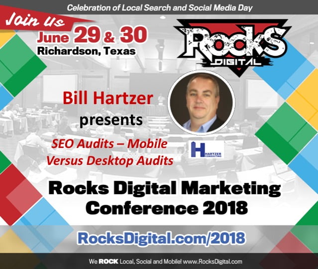 Bill Hartzer, SEO Expert, to Speak on Desktop and Mobile SEO Audits at Rocks Digital 2018