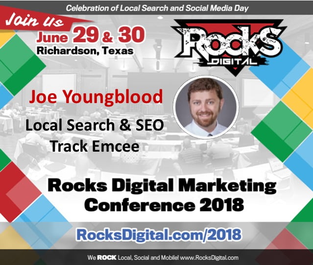 Joe Youngblood, Digital Marketing Expert, to Emcee Local Search and SEO Track at Rocks Digital 2018
