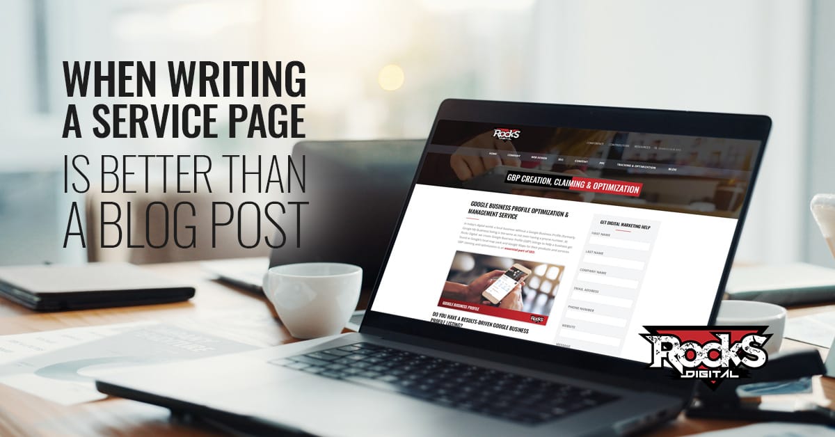 When to use service pages instead of blog posts.