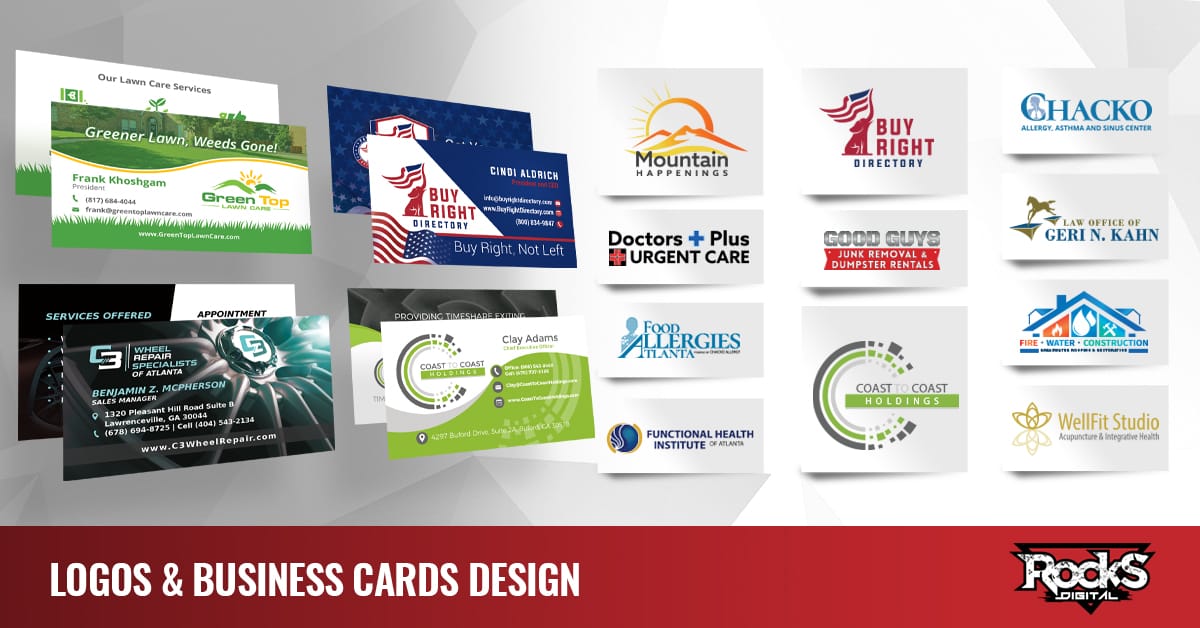 Graphic design for logos and business cards.
