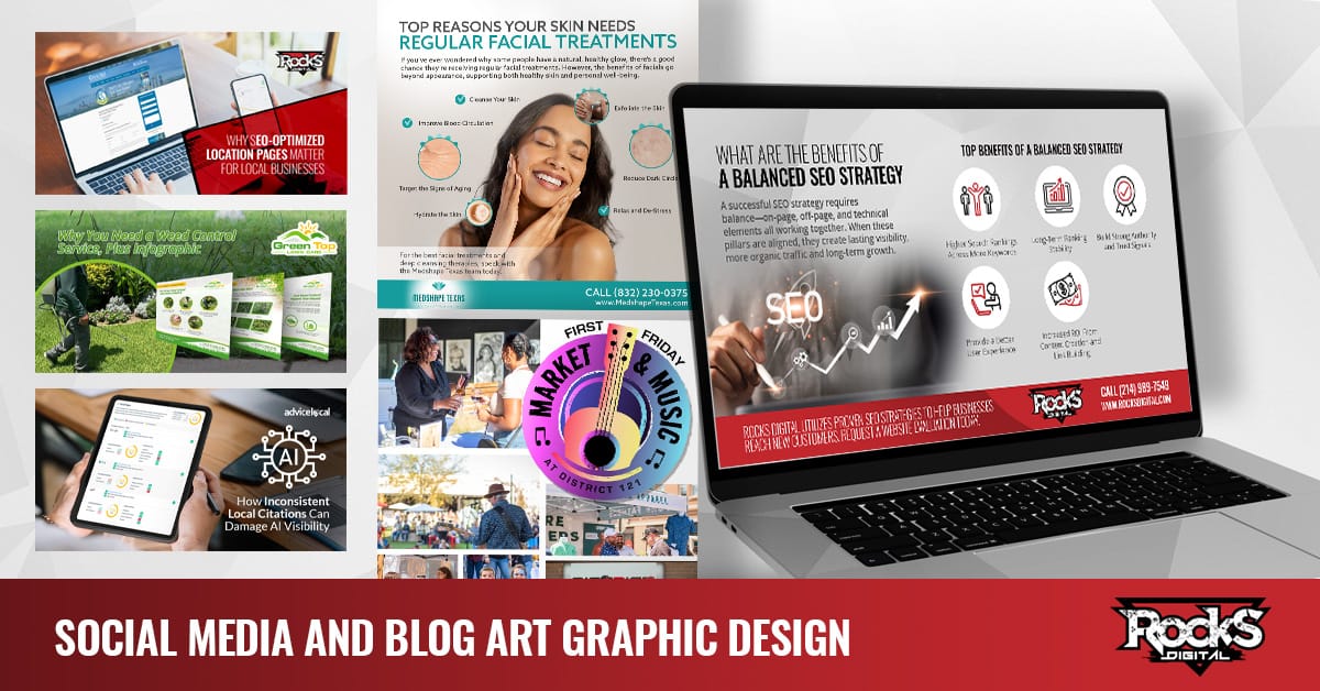 Graphic design for social media and blog posts.
